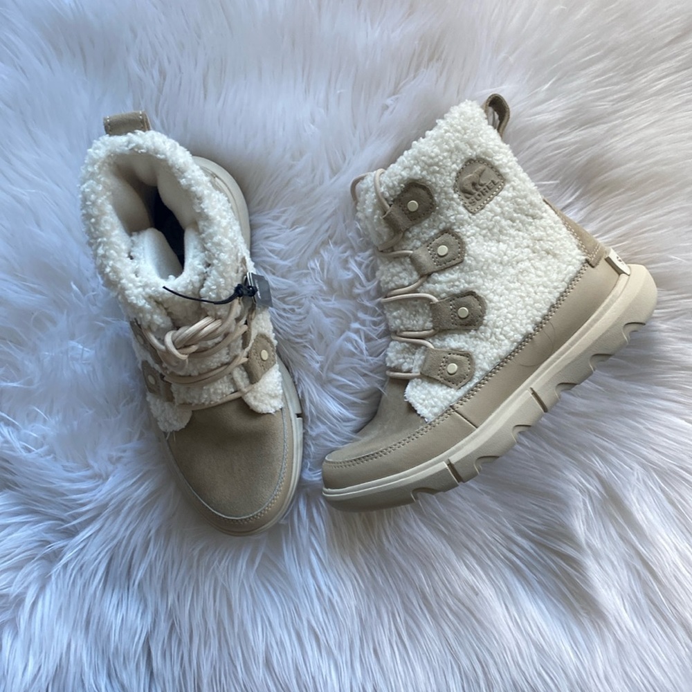 ❄️SOREL Explorer Next Joan Cozy Lace-Up Boot bleached ceramic sea salt 6.5